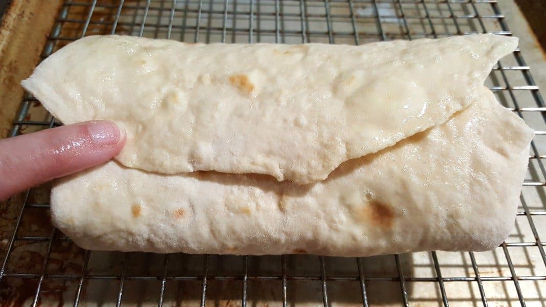 chimichanga folded seam side up sprayed with non-stick spray