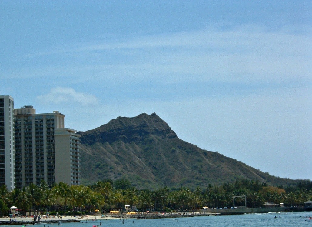 Diamond Head crater and a bit of Waikiki beach