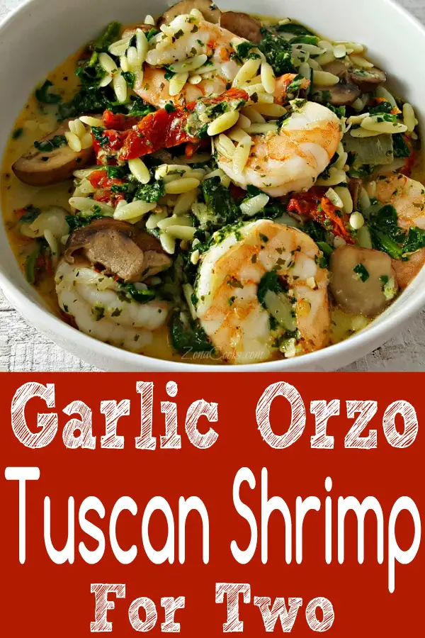Garlic Orzo Tuscan Shrimp for Two