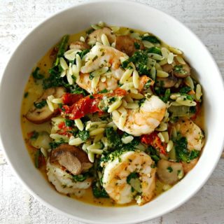 Garlic Orzo Tuscan Shrimp for Two - serves 2