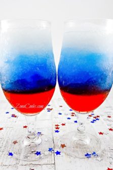 Red, White and Blue Rum Slush in two tall glasses.