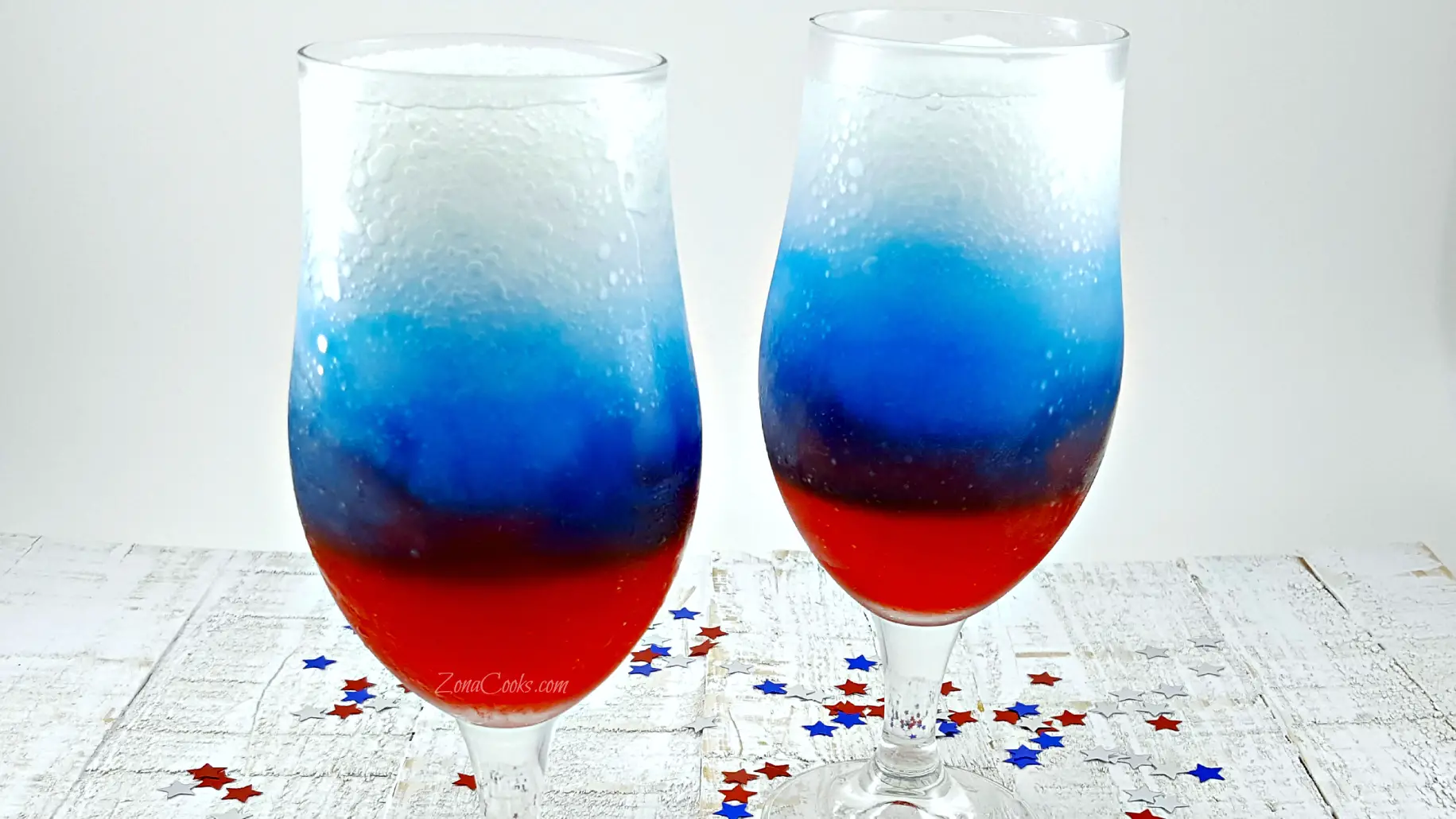 Two Red, White and Blue Rum Slushies