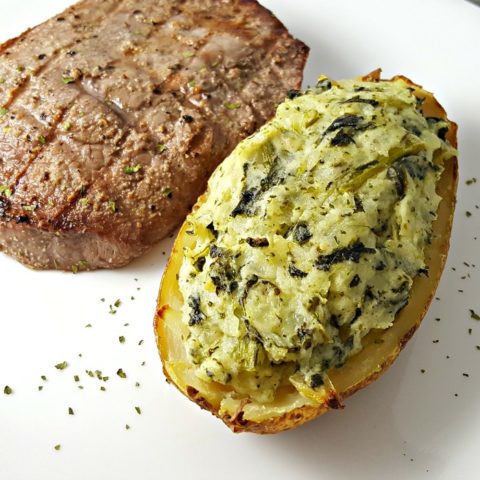 Cheesy Spinach Twice Baked Potatoes Recipe for Two - serves 2