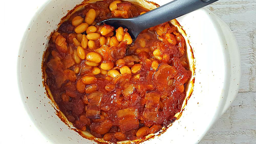 Best Homemade Baked Beans in a casserole dish