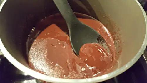Chocolate Peanut Butter Lava Cakes Recipe for Two - melt butter, baking chocolate, and sugar