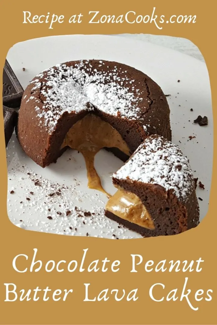 Chocolate Peanut Butter Lava Cakes on two plates.