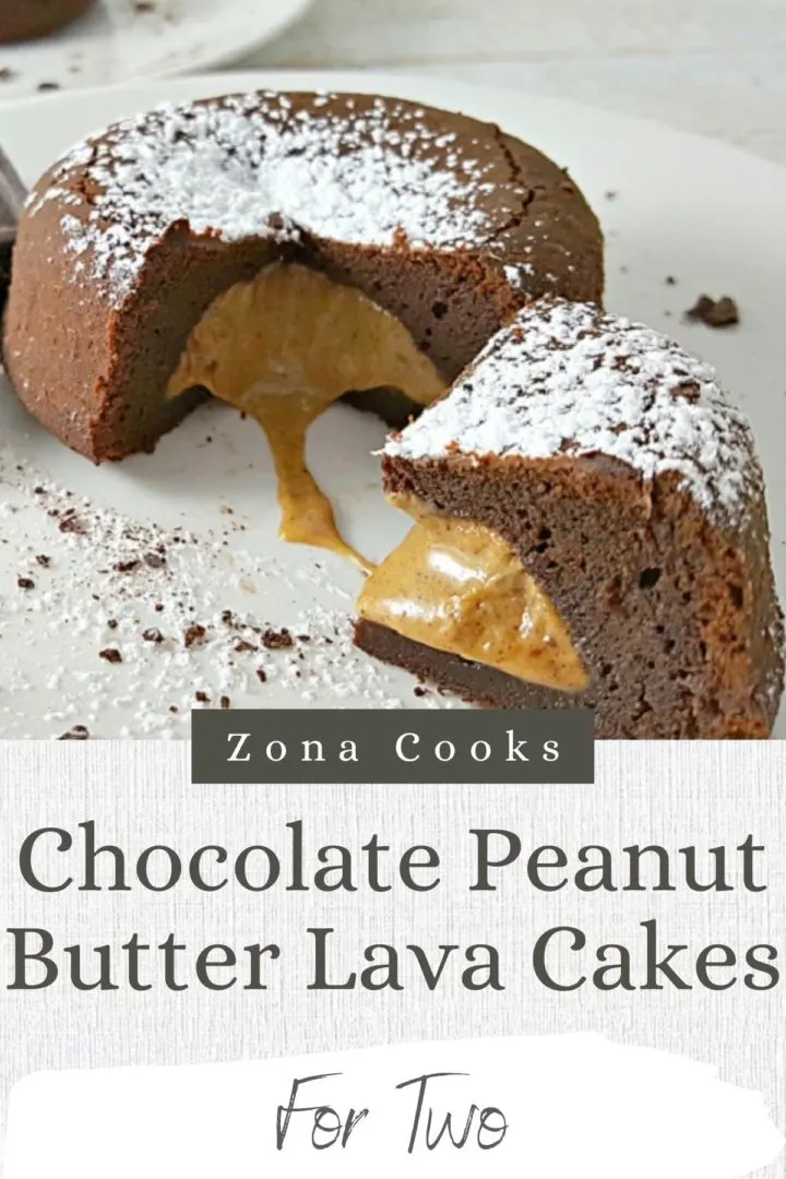 Chocolate Peanut Butter Lava Cakes on two plates.