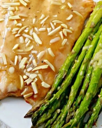 Honey Dijon Almond Salmon and Asparagus