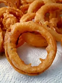 Old Fashioned Onion Rings on paper towel.