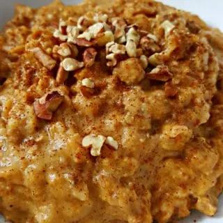 Crockpot Pumpkin Oatmeal in a bowl.