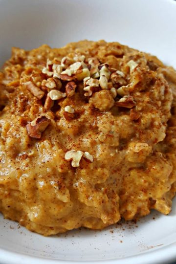 Crockpot Pumpkin Oatmeal in a bowl.