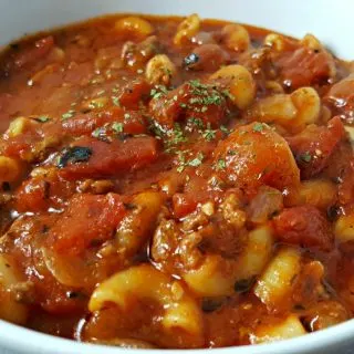 One Pot American Goulash in a bowl.