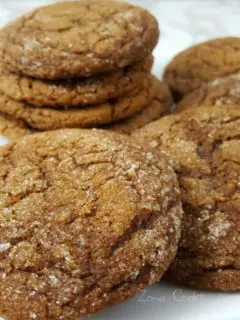 Soft Gingerbread Molasses Cookies on a plate.
