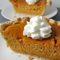 Small Pumpkin Pie slices on two plates.