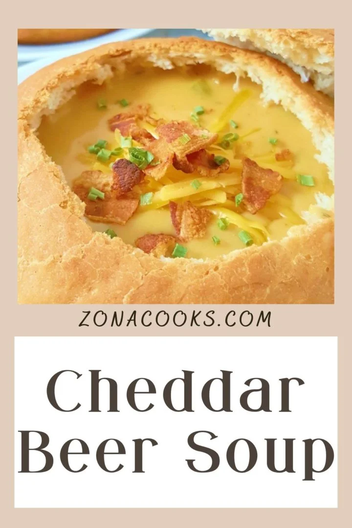 Wisconsin beer cheese soup in a bread bowl.