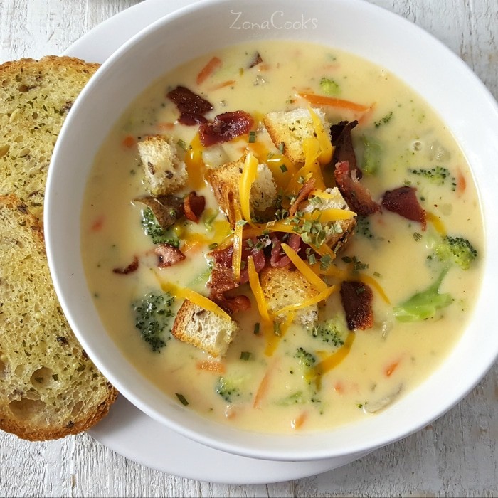 Cheesy Vegetable Potato Soup Recipe for Two • Zona Cooks