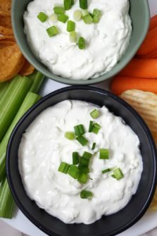 two bowls filled with 4 Ingredient Beer Cheese Dip.