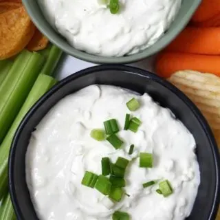 two bowls filled with 4 Ingredient Beer Cheese Dip.