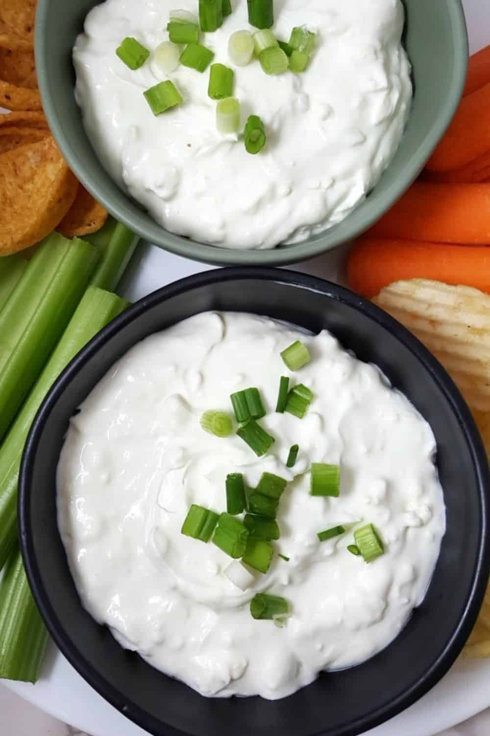 two bowls filled with 4 Ingredient Beer Cheese Dip.