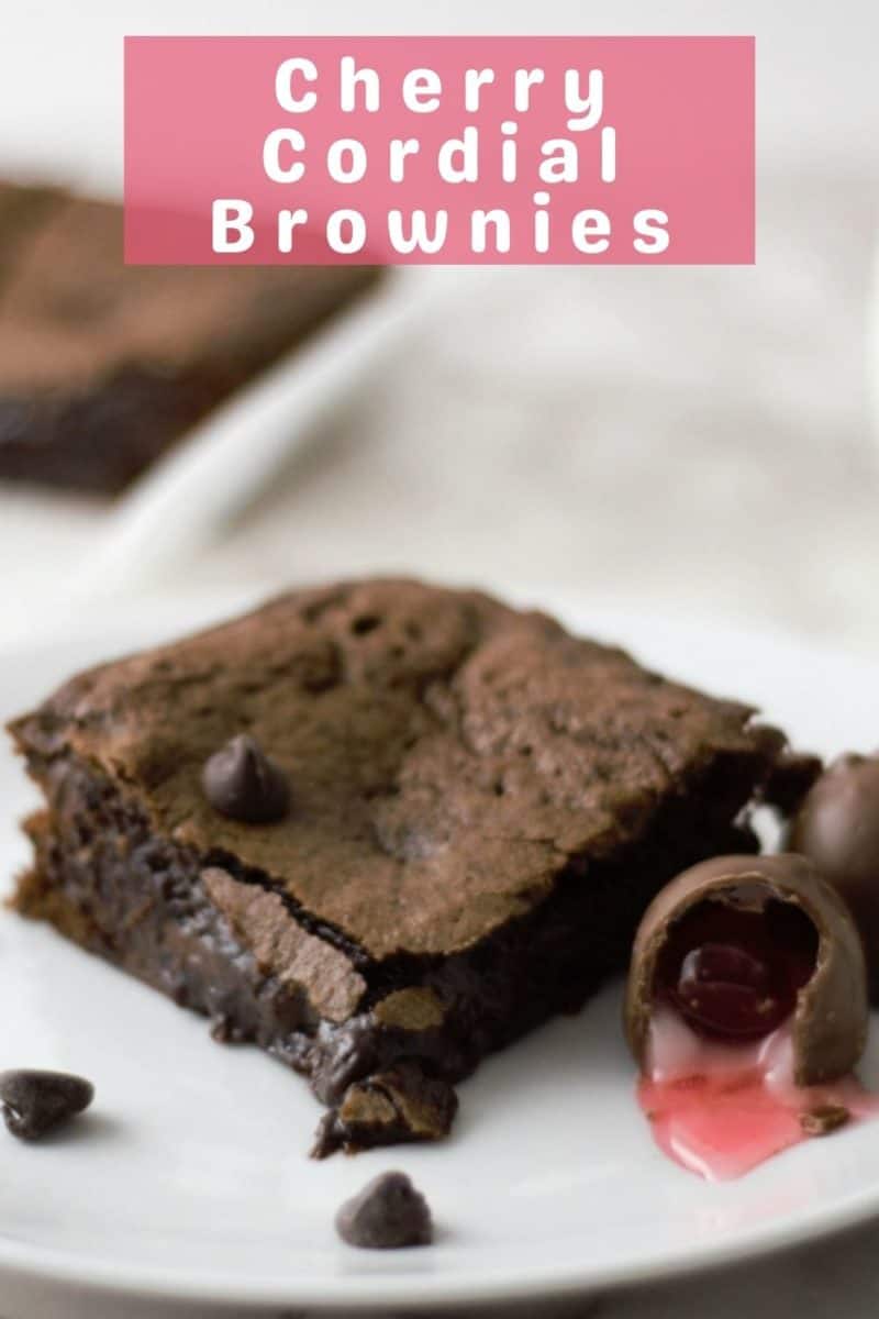 a Chocolate Covered Cherry Cordial Brownie on a plate.