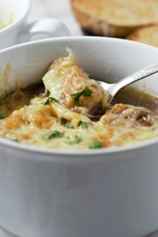 French Onion Soup in a bowl.