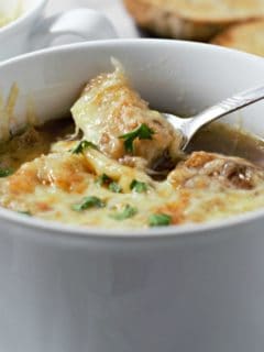 French Onion Soup in a bowl.