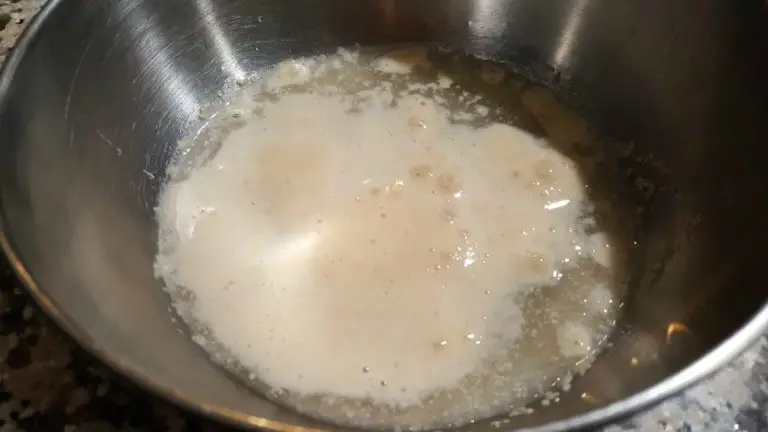 Dinner Rolls Small Batch Recipe - let yeast, sugar, and warm water activate for 15 minutes