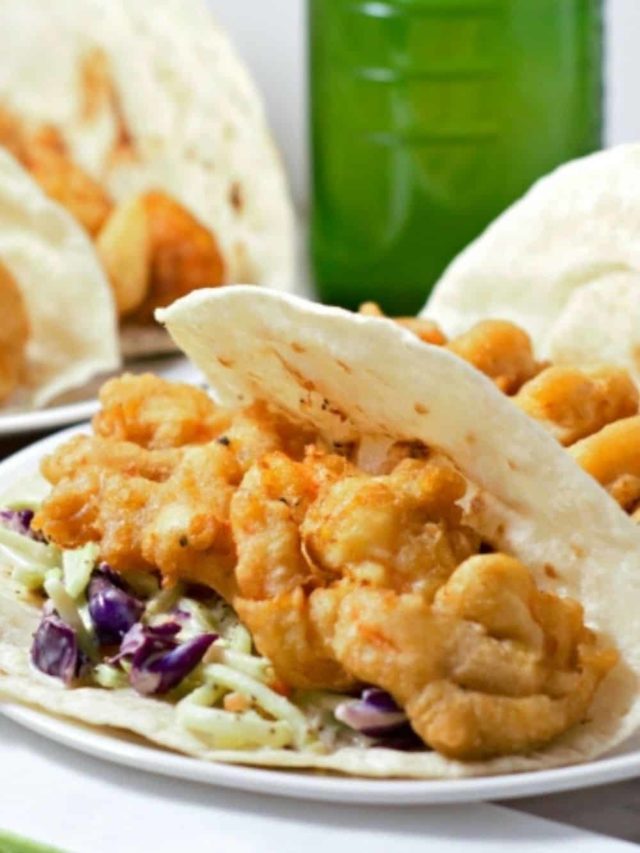 15 Minute Beer Battered Shrimp Tacos