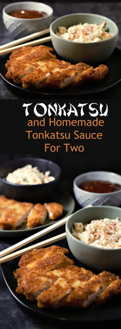 Tonkatsu Pork with a side of coleslaw.