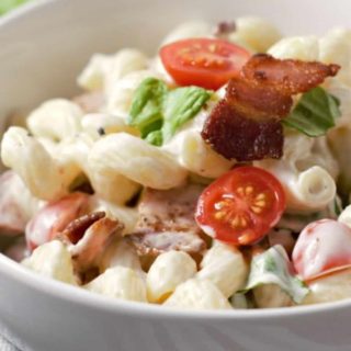 BLT Macaroni Salad in a bowl.