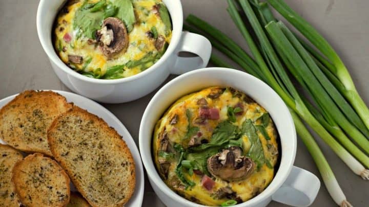 Baked Cheesy Ham Spinach Omelets