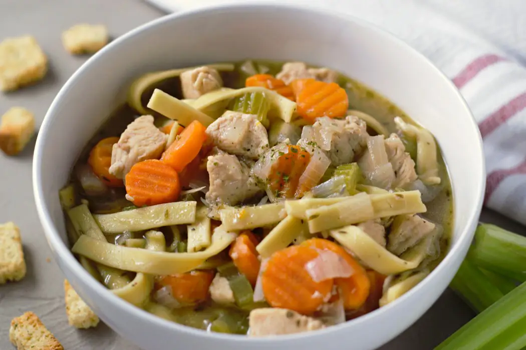 Chicken Noodle Soup For Two in a bowl.