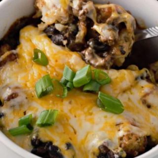 Taco Tater Tot Casserole in a baking dish.