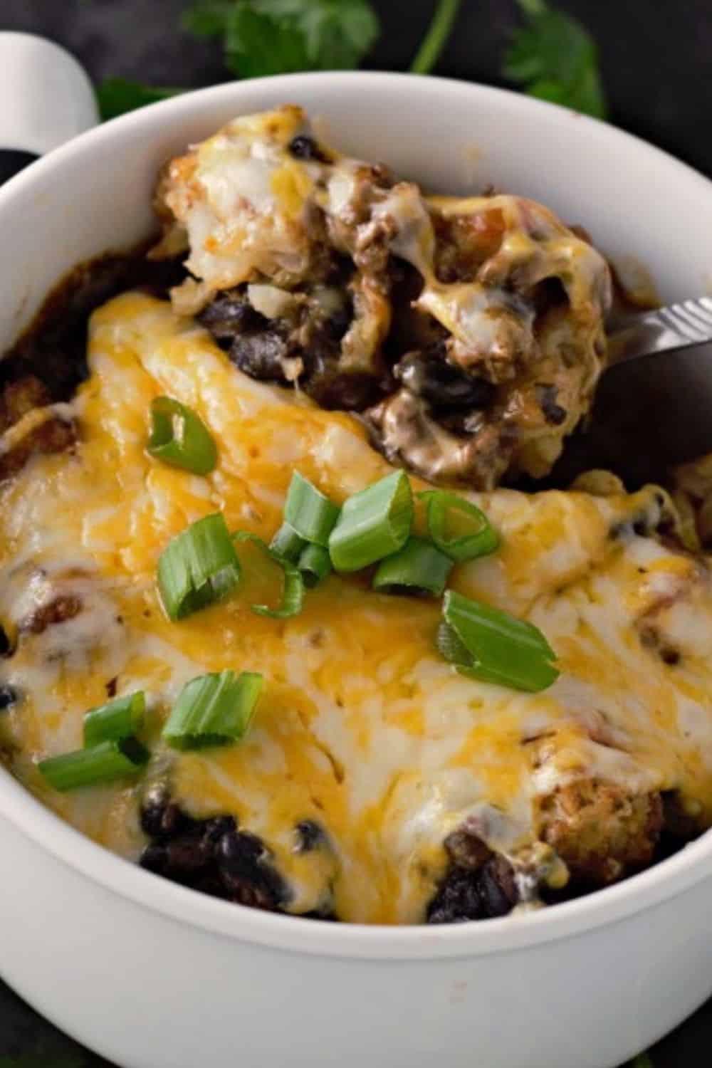 Taco Tater Tot Casserole in a baking dish.