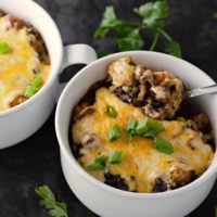 Taco Tater Tot Casserole for Two in baking dishes