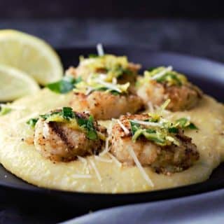 Grilled Parmesan Breaded Scallops and Cheesy Polenta