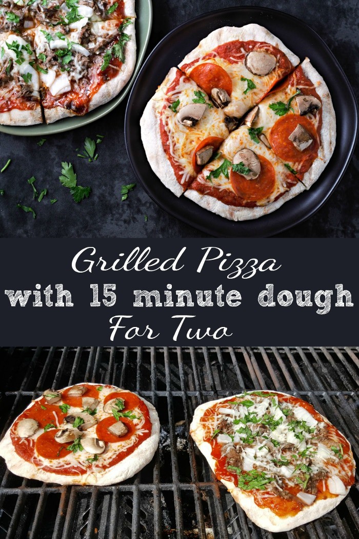 a graphic of easy for how to Grill Pizza with 15 Minute Dough Recipe for Two.