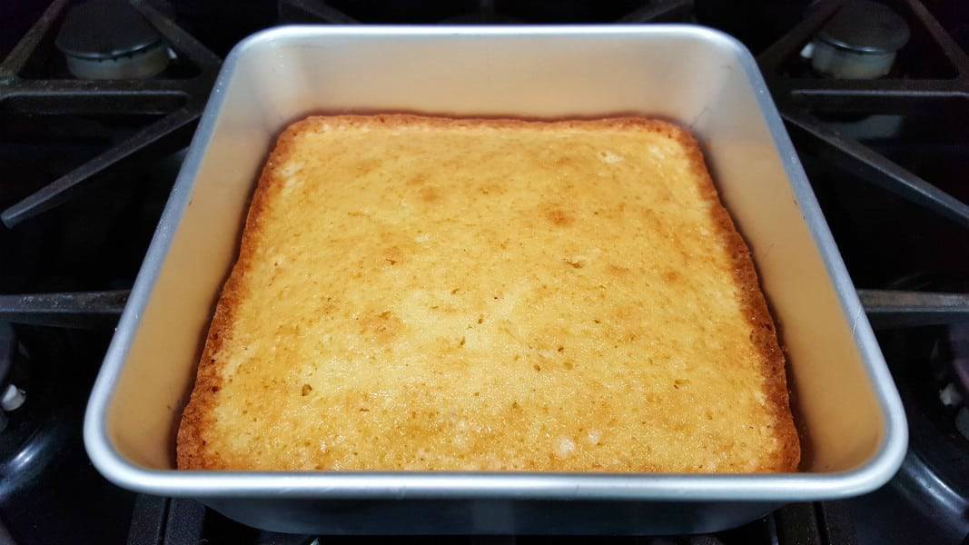 cake baked in a pan.