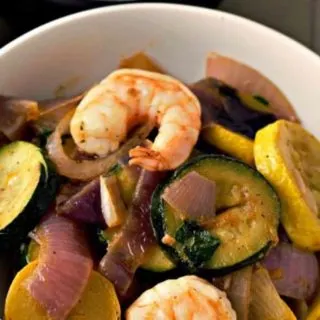 Garlic Zucchini Shrimp in a bowl.