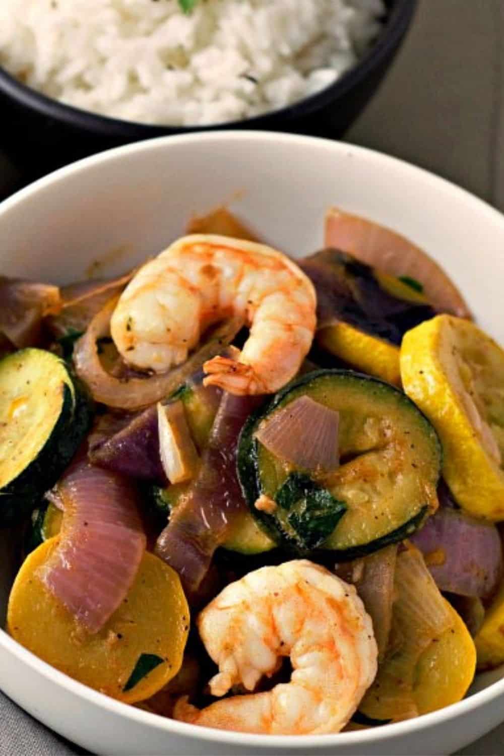 Garlic Zucchini Shrimp in a bowl.