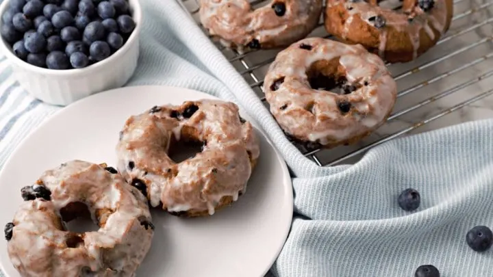 Glazed Blueberry Cake Donuts
