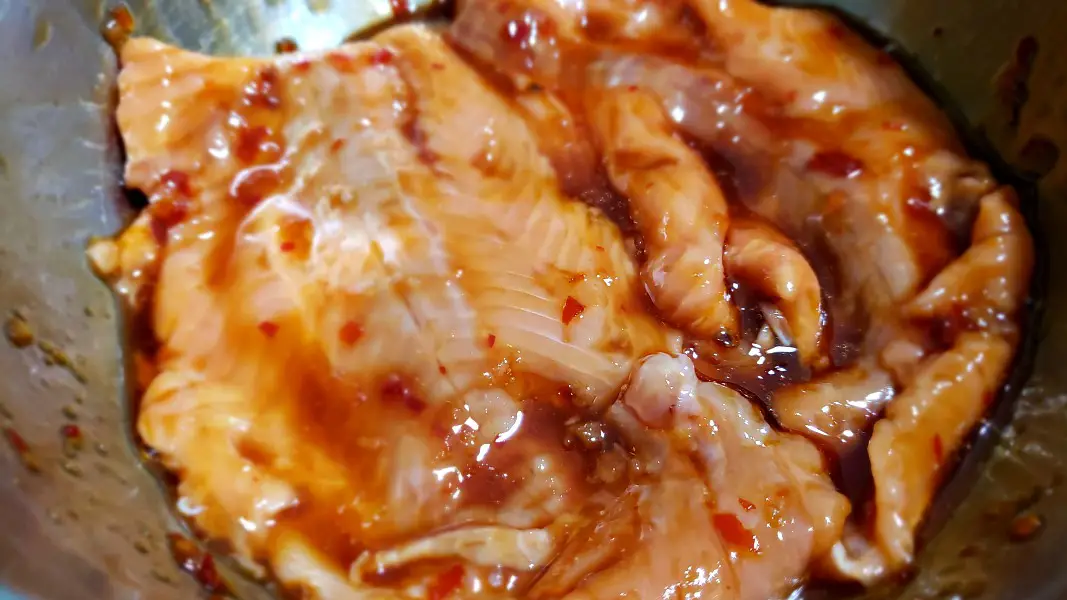 Salmon with Thai Sauce in a bowl.