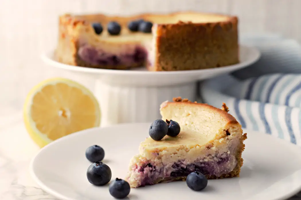 a small Blueberry Cheesecake with a hint of lemon.