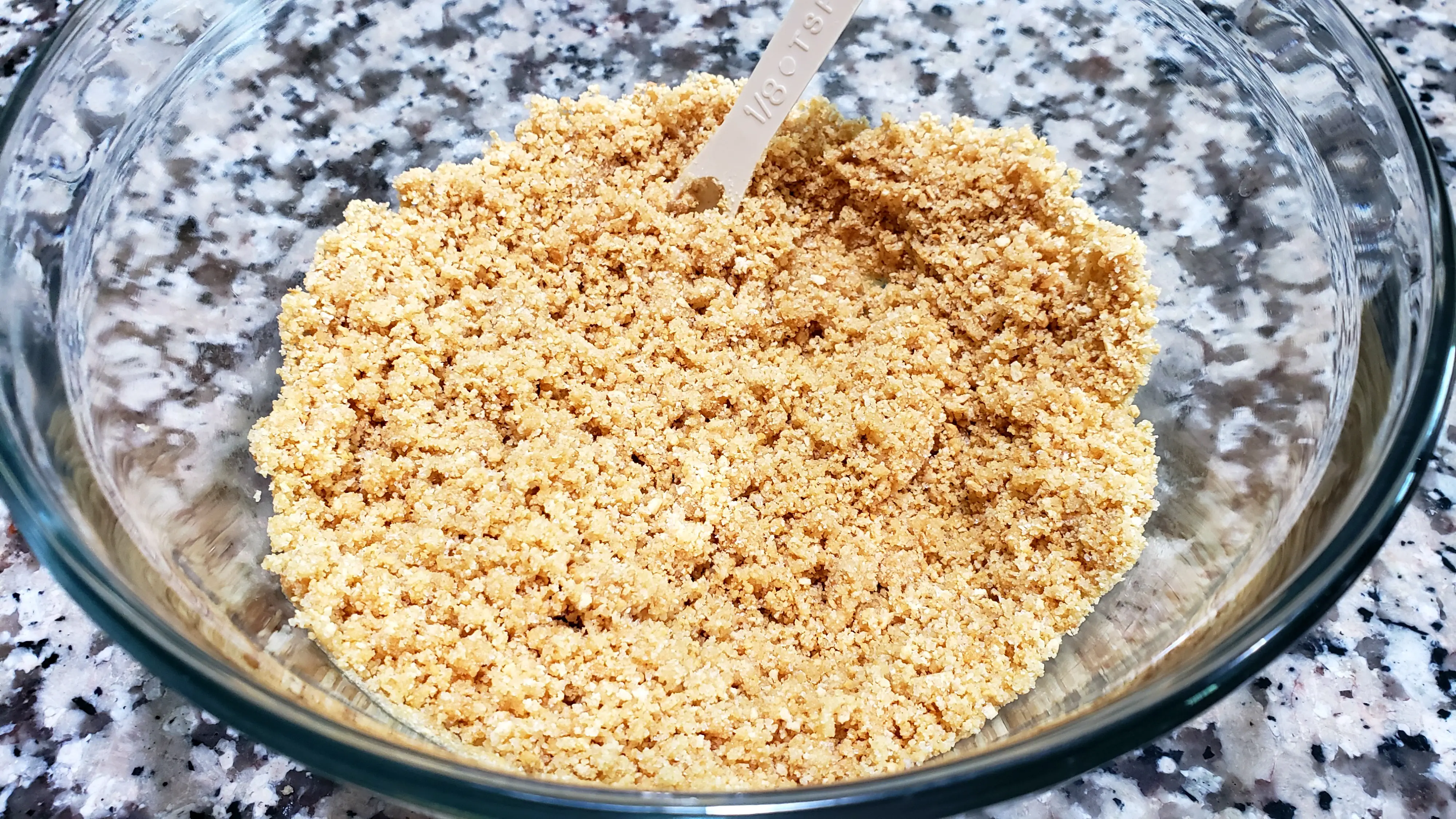 graham cracker crumb mixture in a bowl.