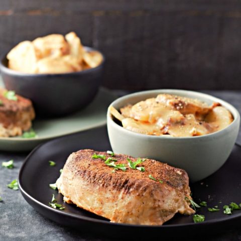 Crockpot Pork Chops and Au Gratin Potatoes Recipe serves 2