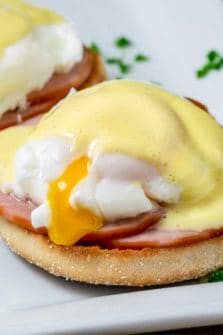 Easy Eggs Benedict on a plate.