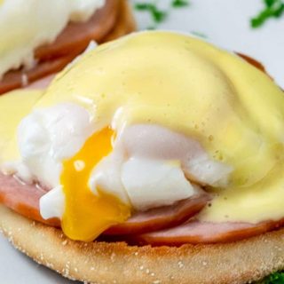 Easy Eggs Benedict on a plate.