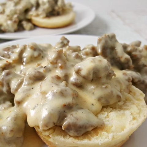 Chicken Fried Steak Bites and Gravy with Homemade Biscuits • Zona Cooks