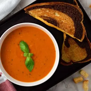 Homemade Garden Fresh Tomato Soup and grilled cheese sandwich