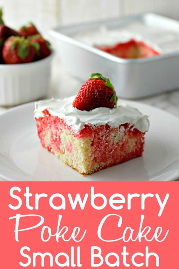 Strawberry Poke Cake from Scratch on a plate.